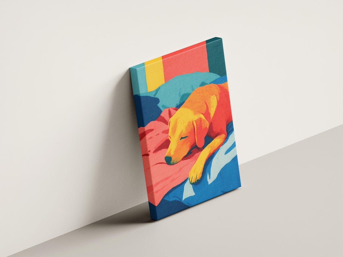 Sleeping Labrador Retriever on Colorful Bed Matisse Art Poster - Image 4