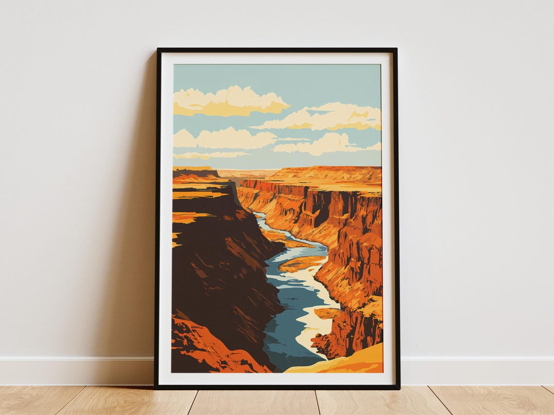 Fish River Canyon Namibia Rust Red Rock River Gorge Vintage Poster