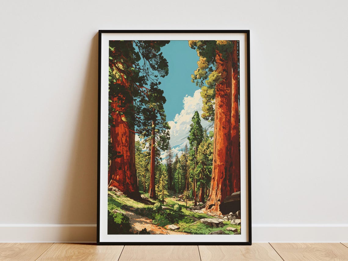 Sequoia National Park Giant Redwoods Forest Trail Sunlight Poster