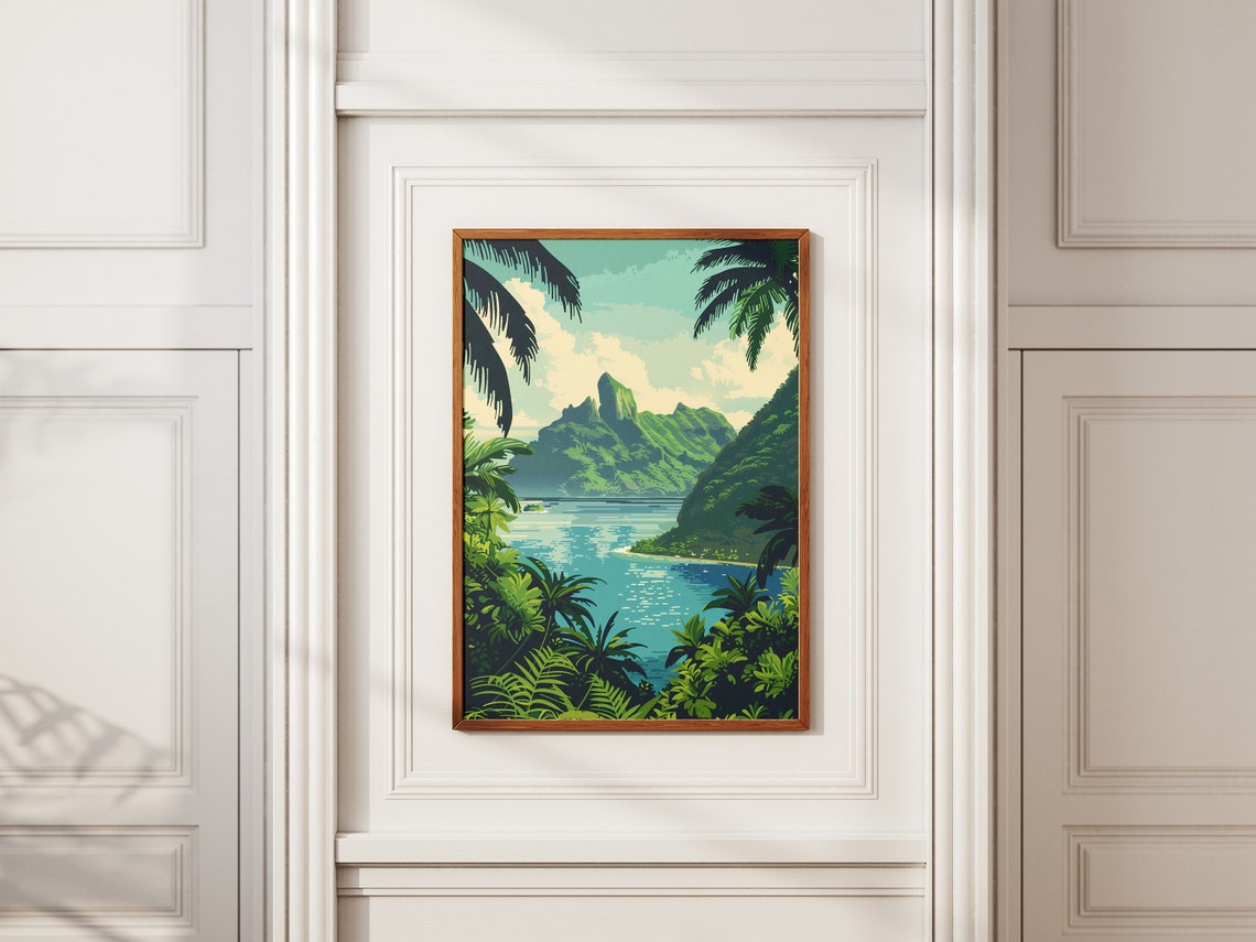 Samoa National Park Lush Tropical Bay Volcanic Peaks Travel Poster - Image 2
