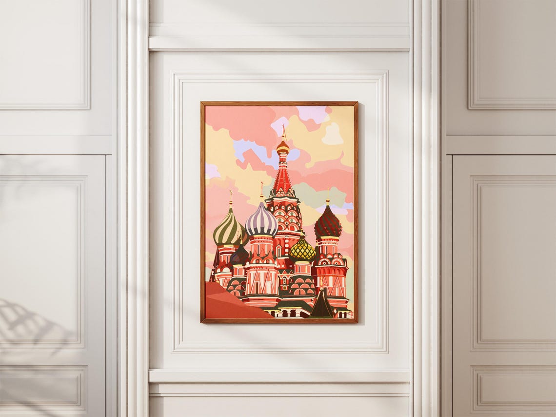 Saint Basils Cathedral Moscow Red Square Colorful Travel Poster - Image 2