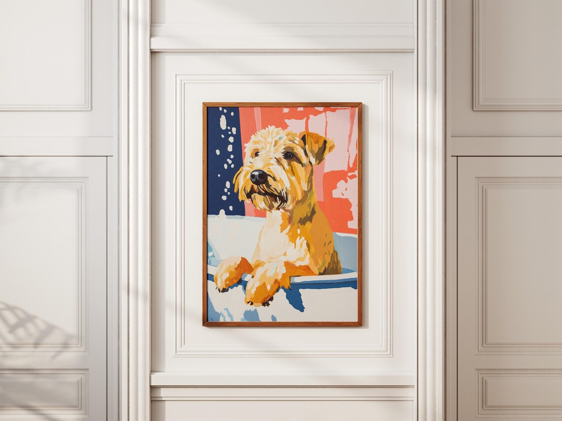 Wheaten Terrier Bath Time Modern Dog Art Print - Image 2