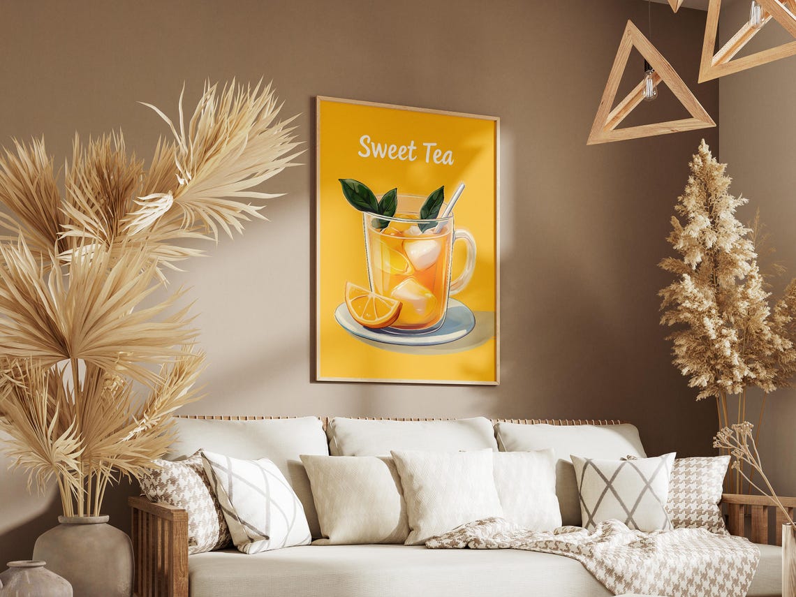 Sweet Tea Iced Lemon Glass Bold Yellow Retro Summer Drink Poster - Image 3