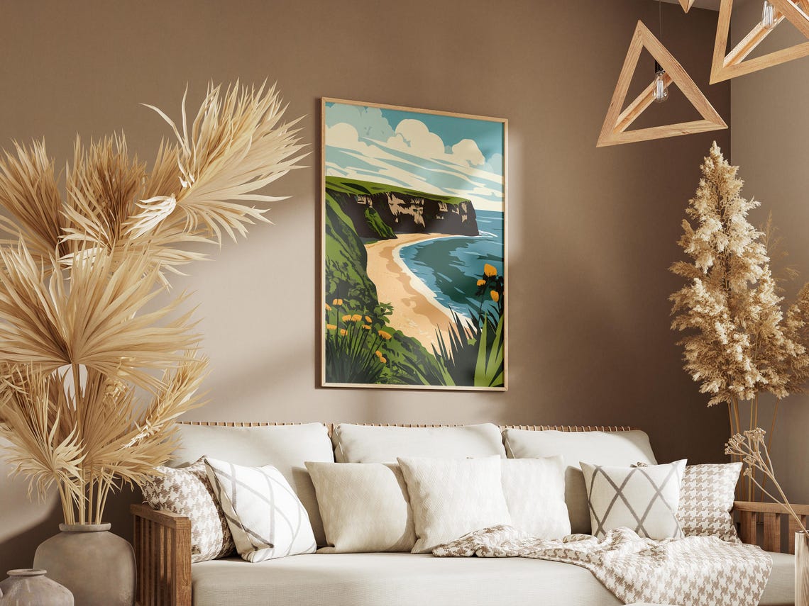 Jurassic Coast White Chalk Cliffs Sandy Bay England Travel Poster - Image 3