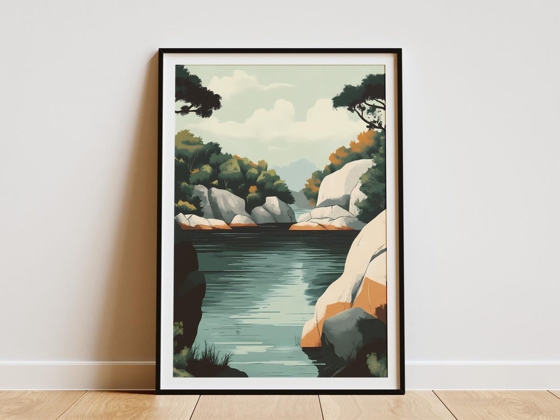 Stockholm Archipelago Rocky Inlet Calm Water Swedish Coast Poster