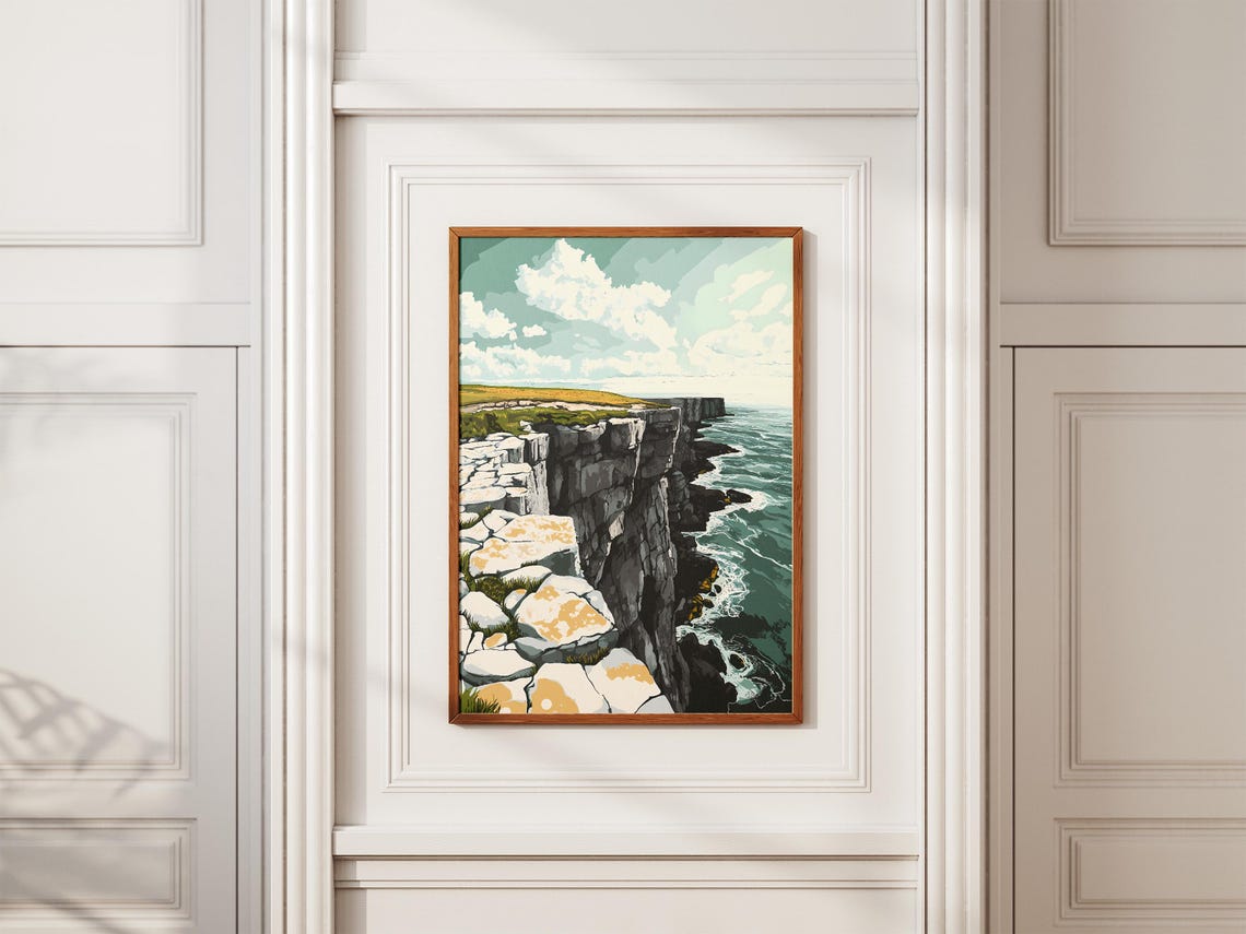 Aran Islands Ireland Dramatic Sea Cliff Coast Landscape Poster - Image 2