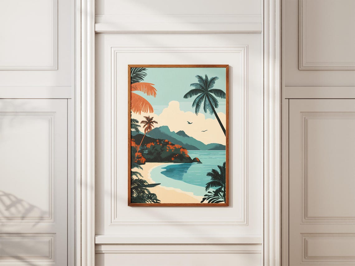 Raja Ampat Islands Tropical Beach with Palm Trees Travel Poster - Image 2