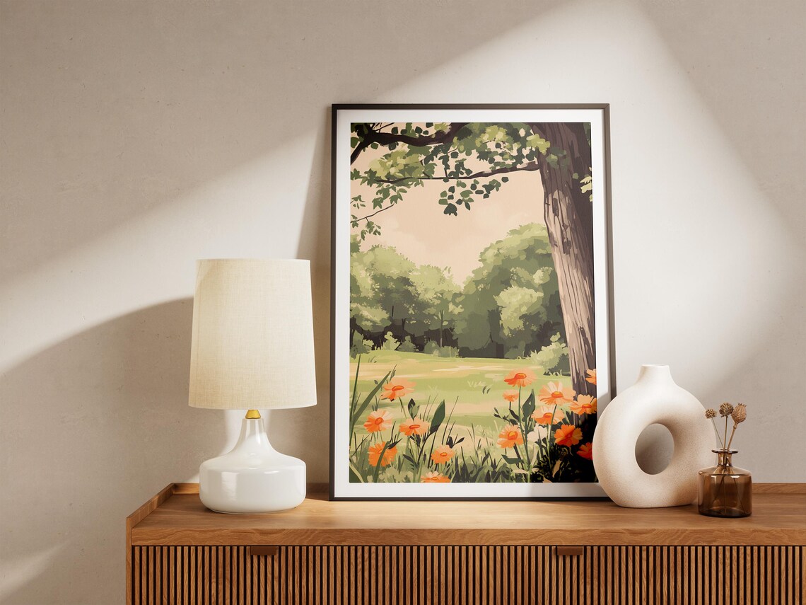 Orange Flowers Meadow Summer Botanical Poster Art Print - Image 5