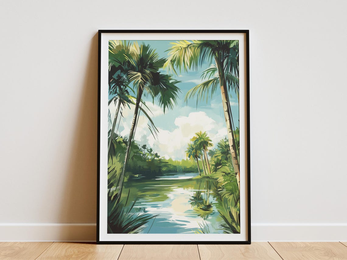 Biscayne National Park Florida Tropical River Palm Tree Art Poster