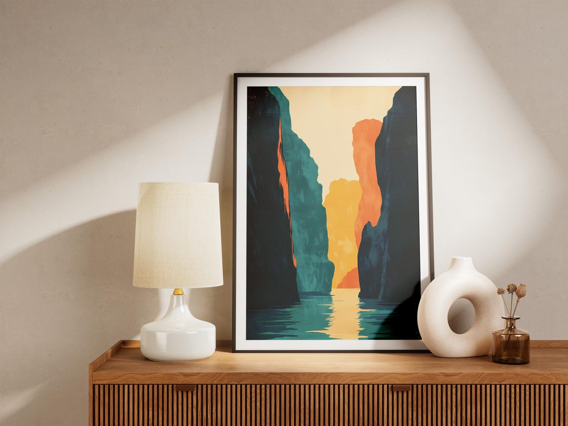 Son Doong Cave Canyon Glowing Orange Light Dark Cliffs Poster - Image 5