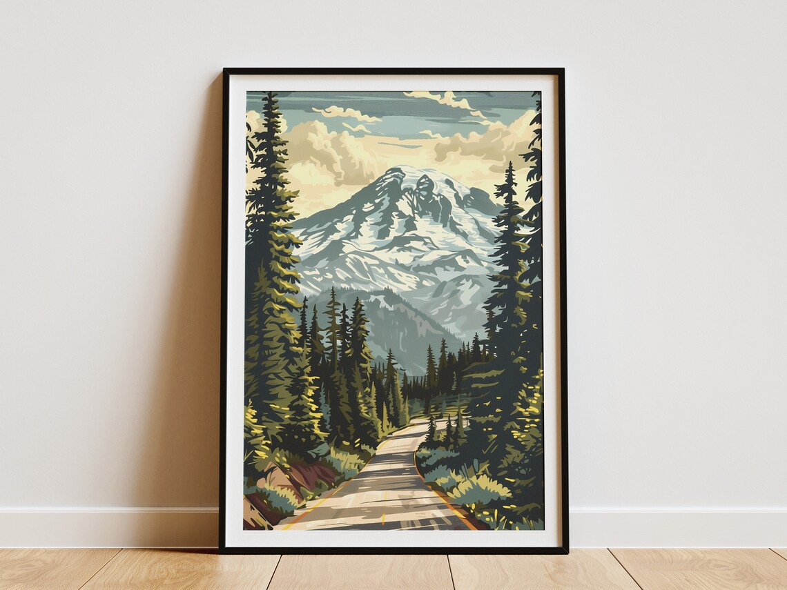 Mount Rainier National Park Vintage Travel Poster
