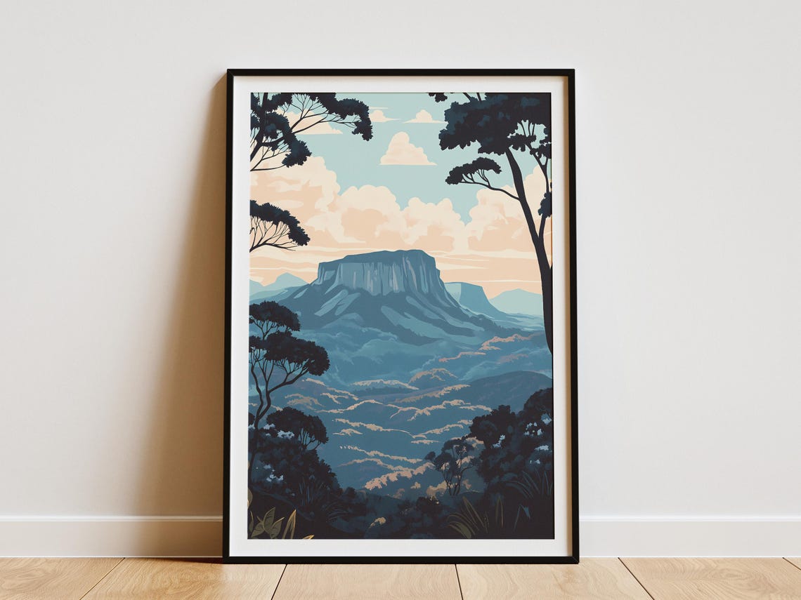 Chapada dos Veadeiros Brazil Blue Flat Top Mountain Dusk Poster
