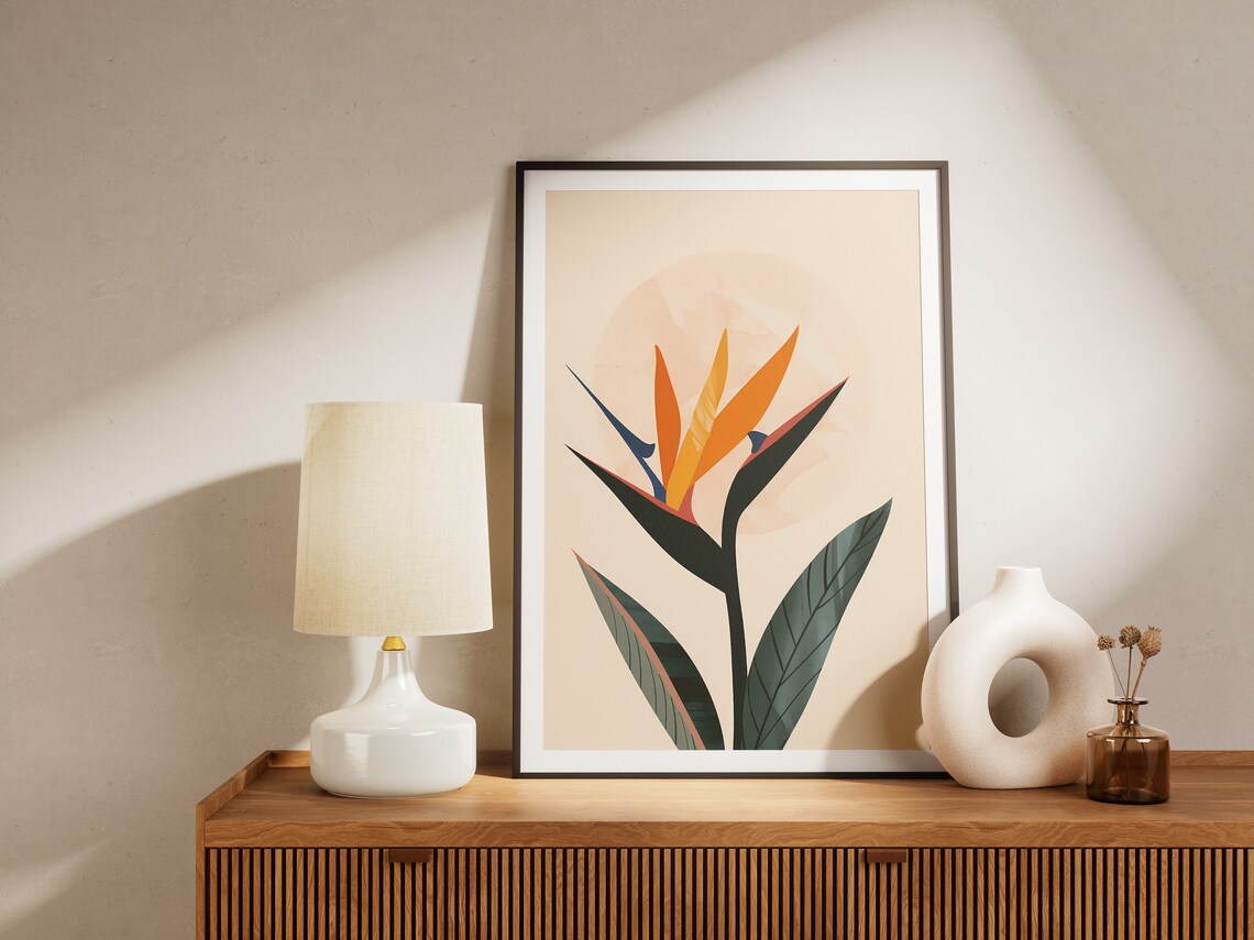 Bird Of Paradise Flower Minimalist Tropical Botanical Art Poster - Image 2