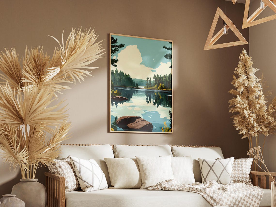 Karelia Lakes Finland Summer Lake Pine Forest Reflection Poster - Image 3