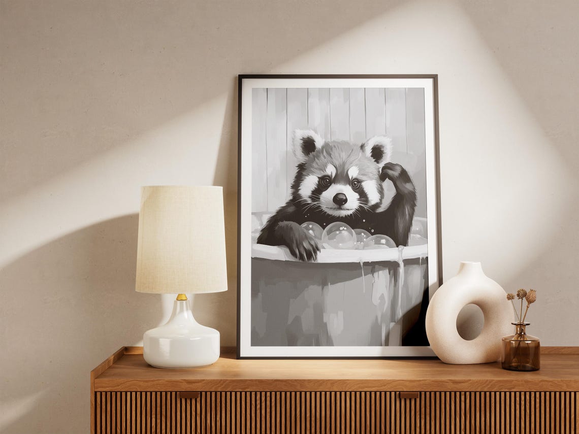 Red Panda Bathtub Bubble Bath Poster Print Animal Wall Art Cute Bathroom Decor Playful Whimsical Unique Gift - Image 4