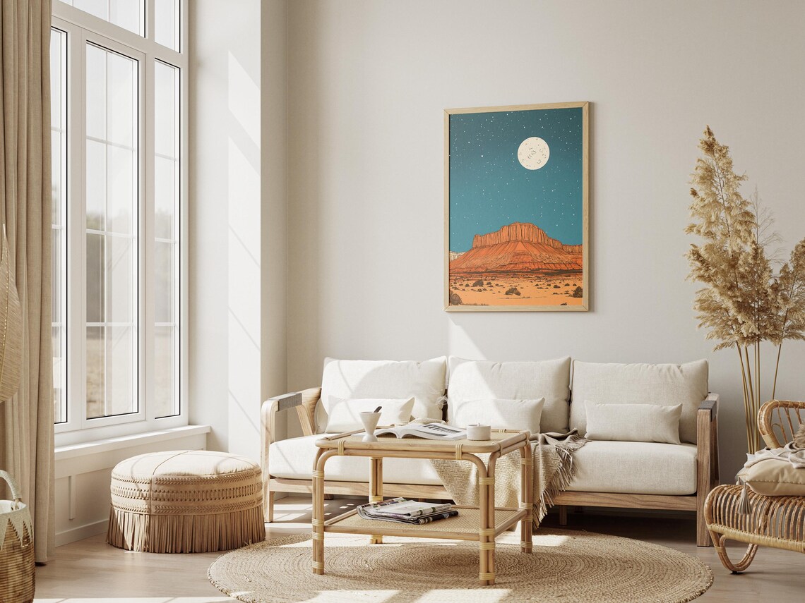 Capitol Reef National Park Moonlit Red Rock Butte Under Stars Night Poster - Image 3