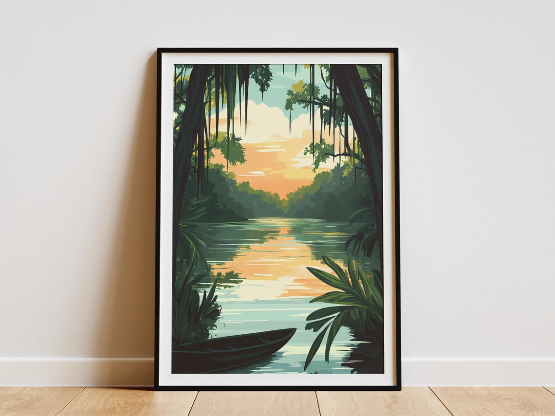 Bayou Bartholomew Sunset Canoe Louisiana Swamp River Dusk Poster