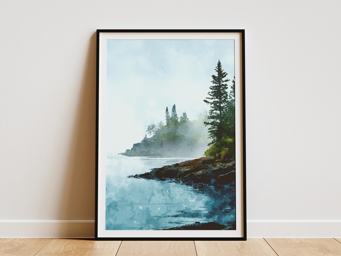 Isle Royale National Park Misty Lake Michigan Shoreline Poster