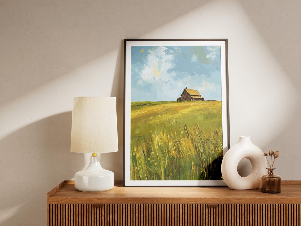Old Wooden Barn Standing In A Golden Summer Meadow Rustic Poster - Image 4