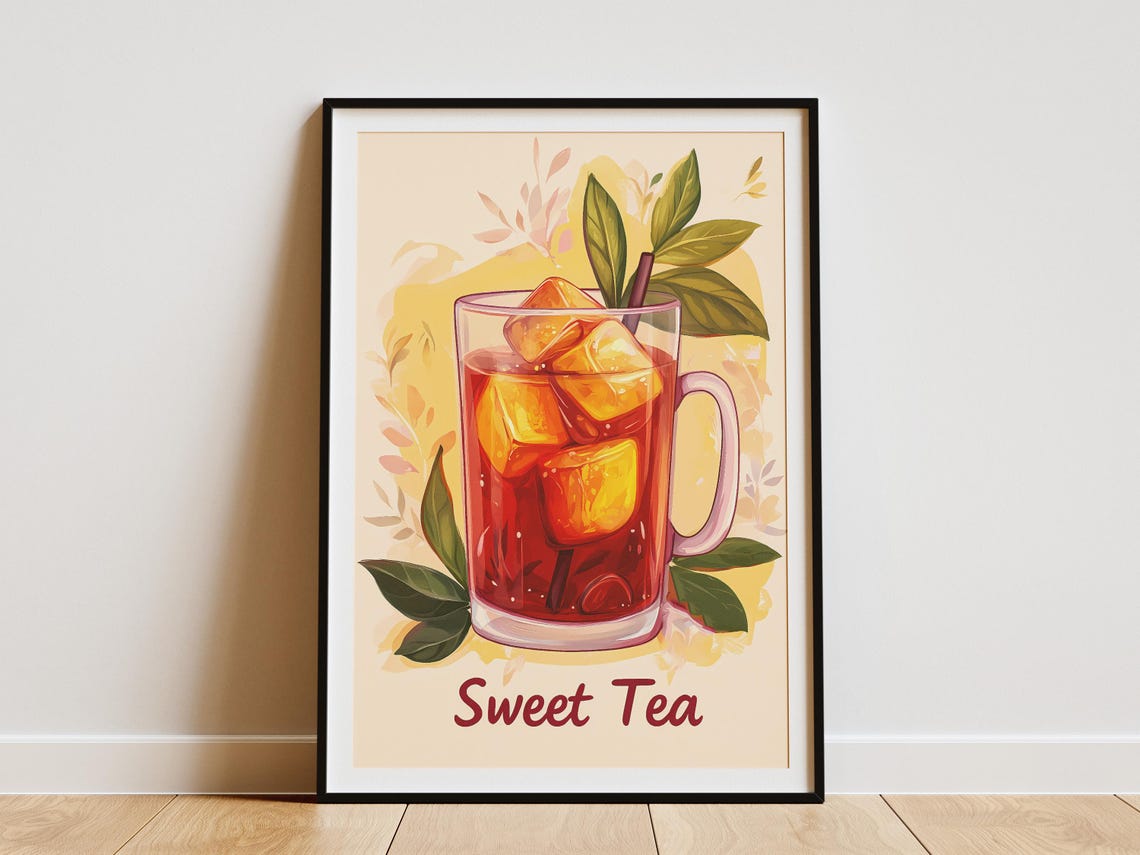 Sweet Tea Iced Tea Drink Summer Beverage Illustration Poster