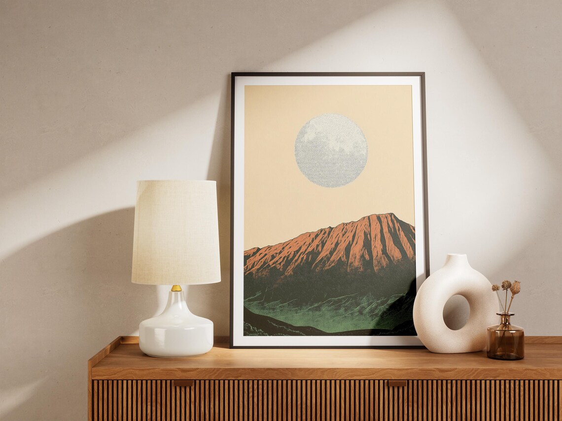 Haleakala National Park Hawaii Full Moon Volcano Minimalist Poster - Image 4