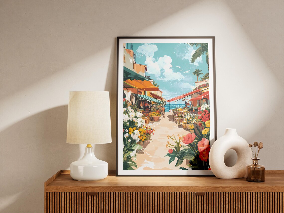 Seaside Flower Market Street Summer Floral Illustration Poster - Image 5