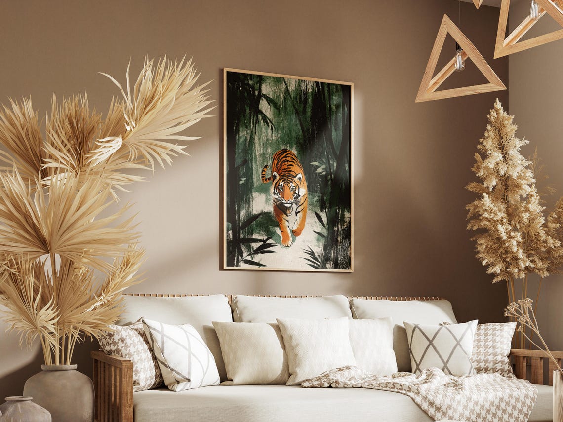 Tiger Walking Through A Dark Bamboo Forest Dramatic Wildlife Poster - Image 3