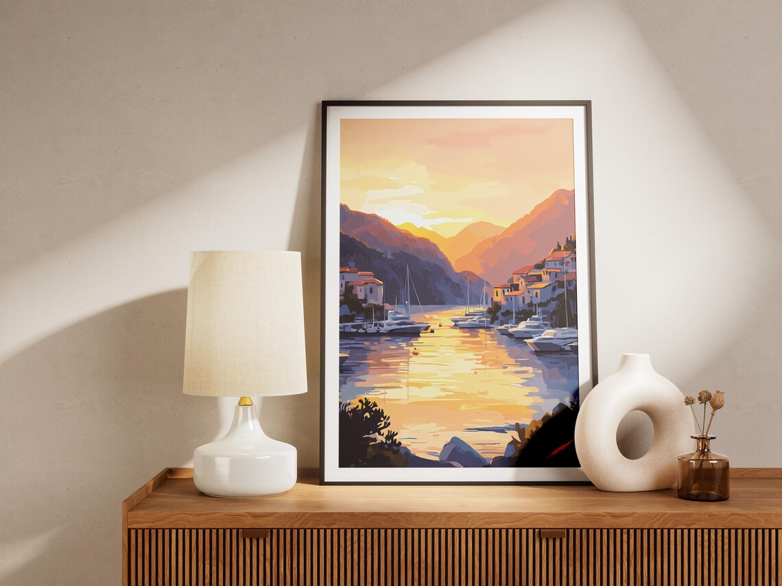 Mediterranean Harbor at Sunset with Yachts and Golden Water Poster - Image 5