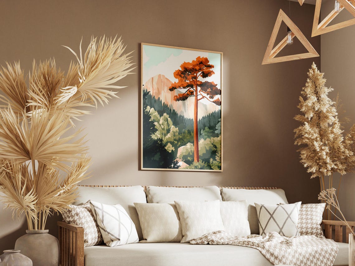 Tall Rust-Orange Tree Before Granite Mountain Peak Forest Poster - Image 3