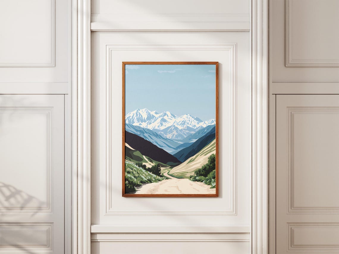 Kazakhstan Mountain Range Poster Western Tien Shan Travel Print Kyrgyzstan Uzbekistan Landscape Art Central Asia Nature Scene Snowcapped - Image 2