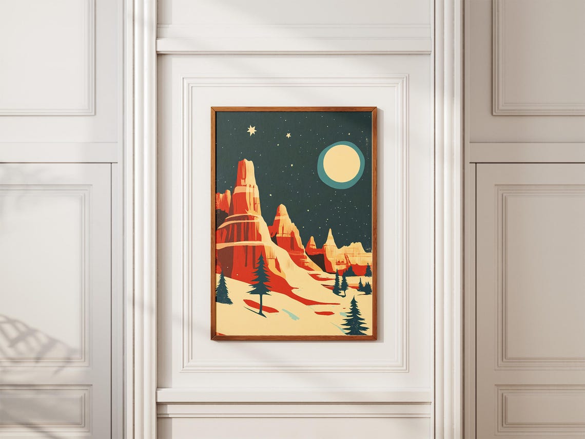 Badlands National Park Poster Vintage Travel Poster Retro Landscape Print South Dakota Art National Park Wall Art Festive Decor Winter - Image 2