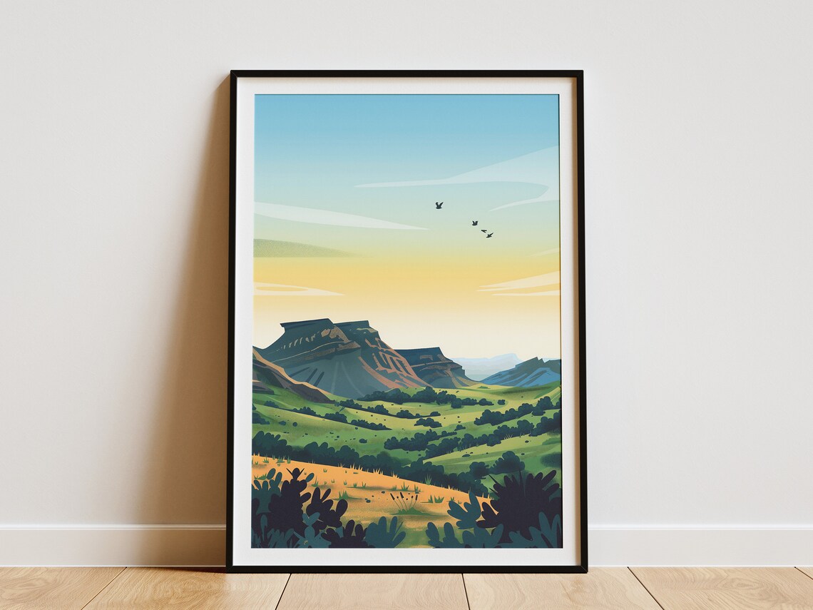 Rolling Oklahoma Wichita Mountains Sunset Prairie Landscape Poster