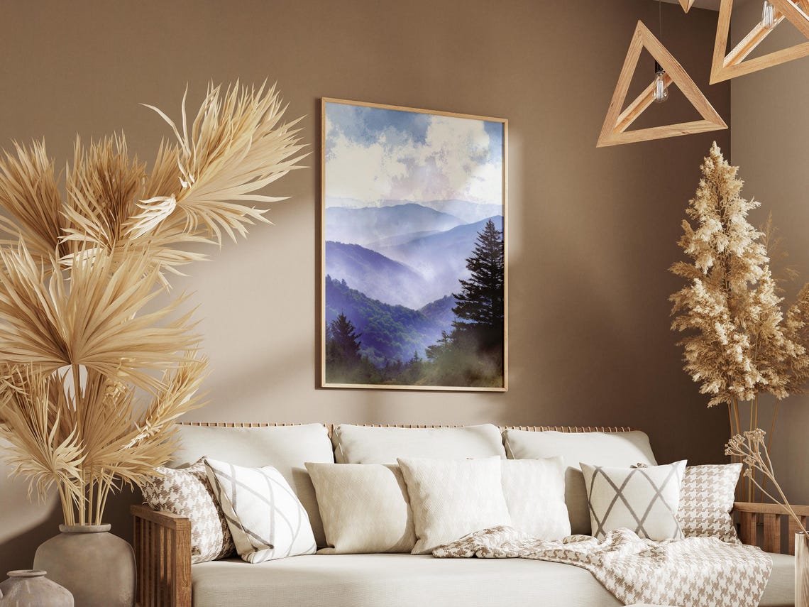 Great Smoky Mountains Misty Blue Ridges Vintage Nature Art Poster - Image 3