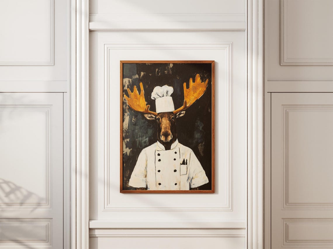 Moose Chef Funny Kitchen Art Poster - Image 2