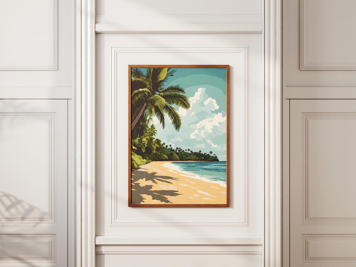 Upolu Samoa Palm Fringed Golden Sand Beach Travel Landscape Poster - Image 2