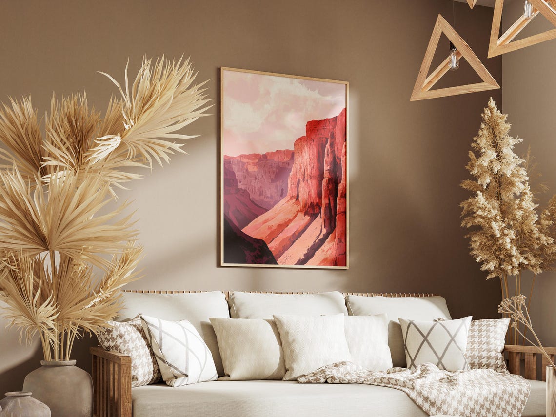 Red Rock Canyon Walls Glowing In Soft Pink Light Desert Poster - Image 3