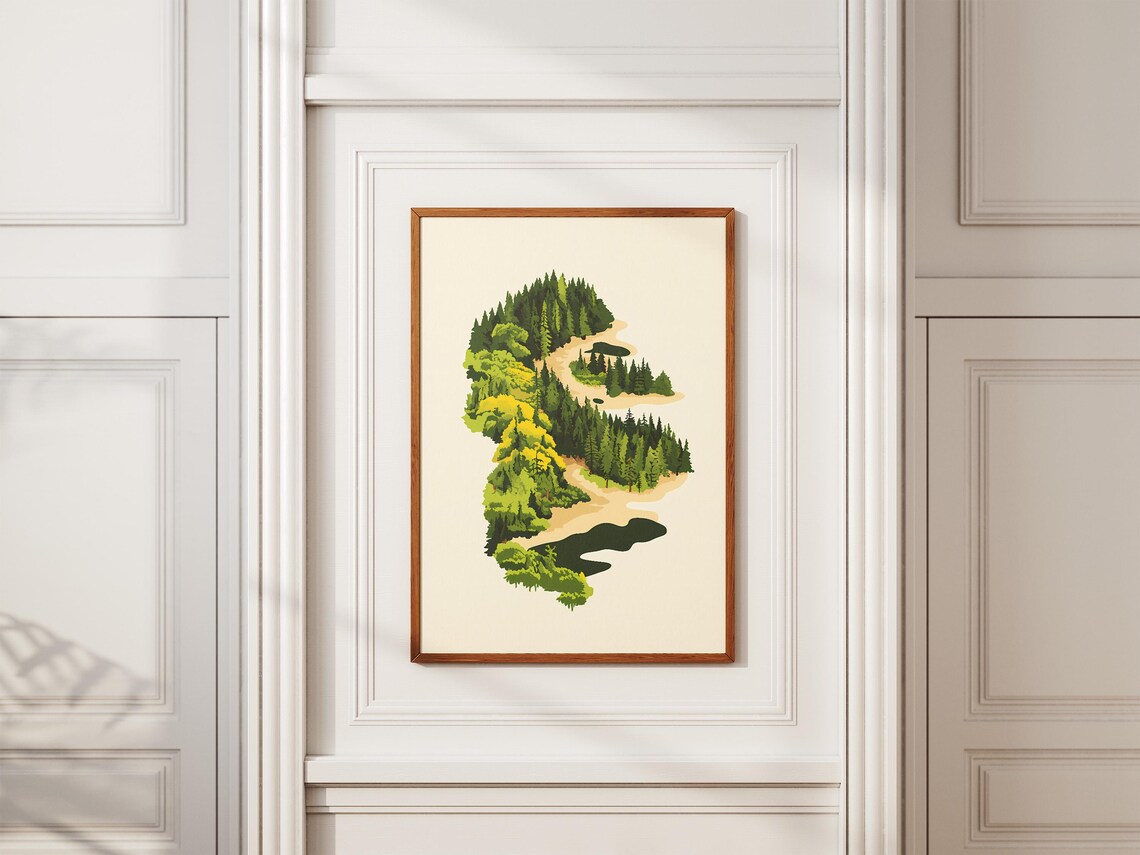 Aerial Forest Island Minimalist Map Style Art Poster Scenic Nature - Image 2