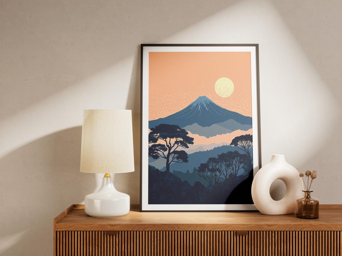 Rwanda Volcanoes National Park Moonlit Volcano Landscape Poster - Image 4