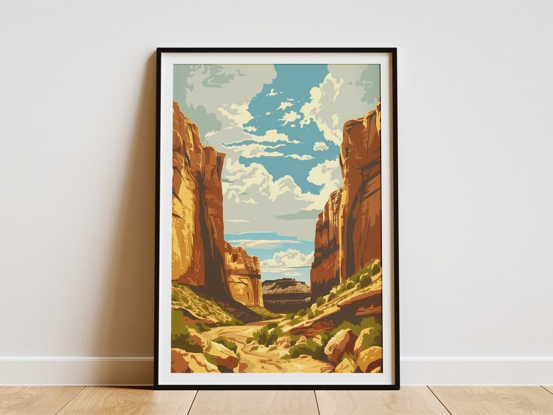 Wind Cave National Park Red Rock Canyon Cliffs Vintage Travel Poster