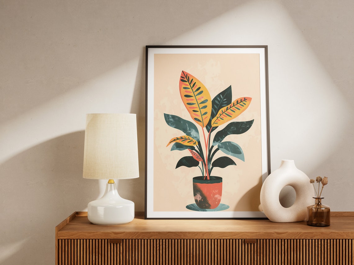 Calathea Colorful Potted Plant Bold Patterned Tropical Poster - Image 2
