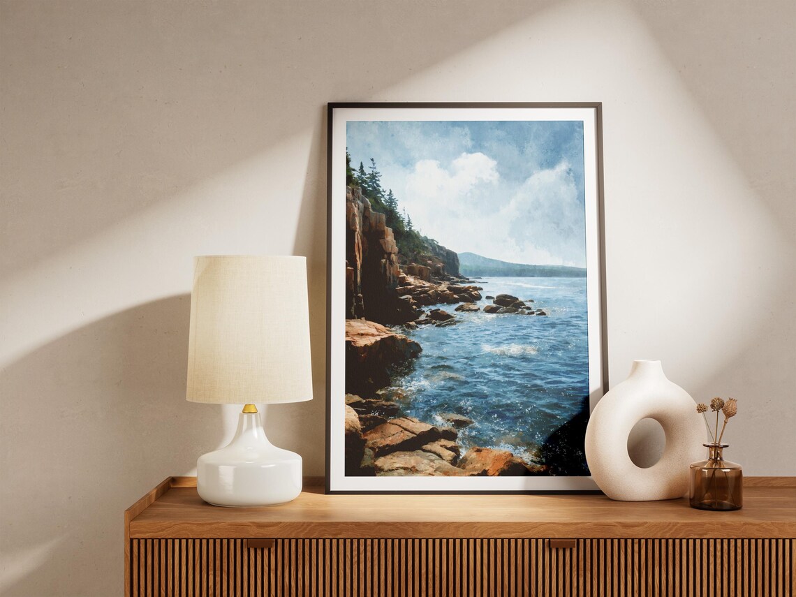Acadia National Park Maine Rocky Coastline Ocean Waves Art Poster - Image 4