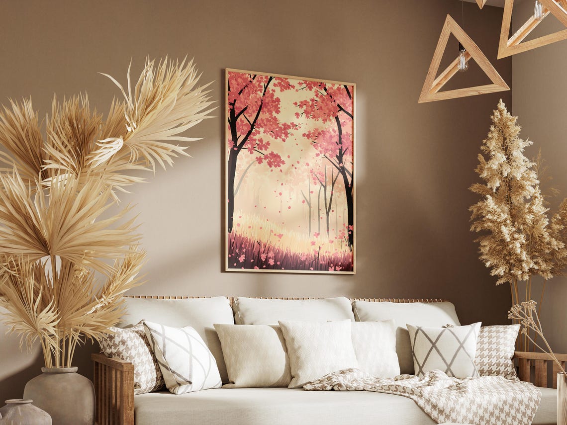 Pink Cherry Blossom Trees Soft Spring Bloom Botanical Flower Poster - Image 3