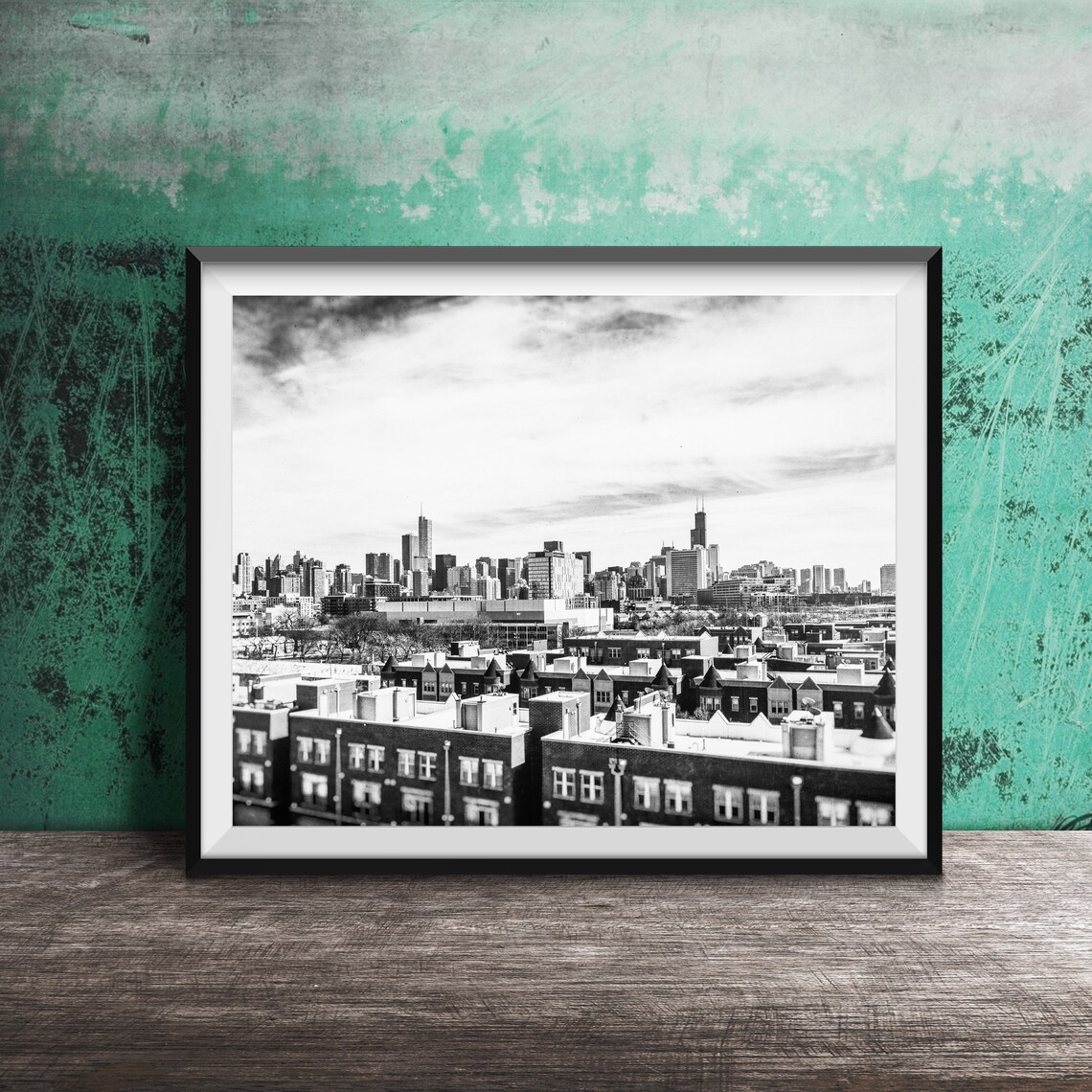 Chicago Downtown Skyline Rooftop View Cityscape Photography Poster - Image 2