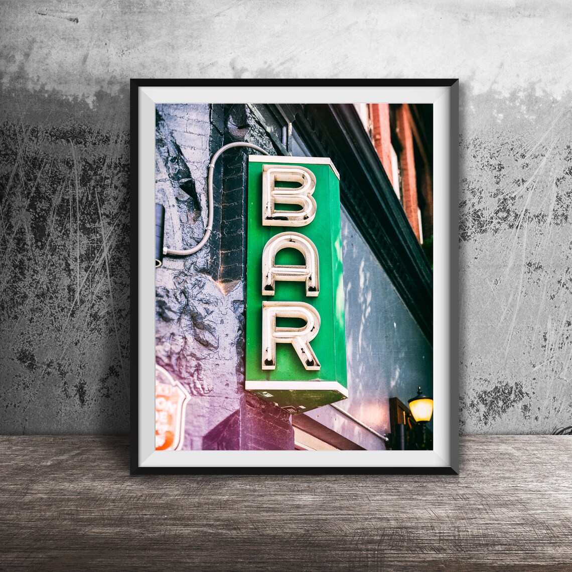 Emerald Green Neon BAR Blade Sign Vintage Urban Bar Decor Poster