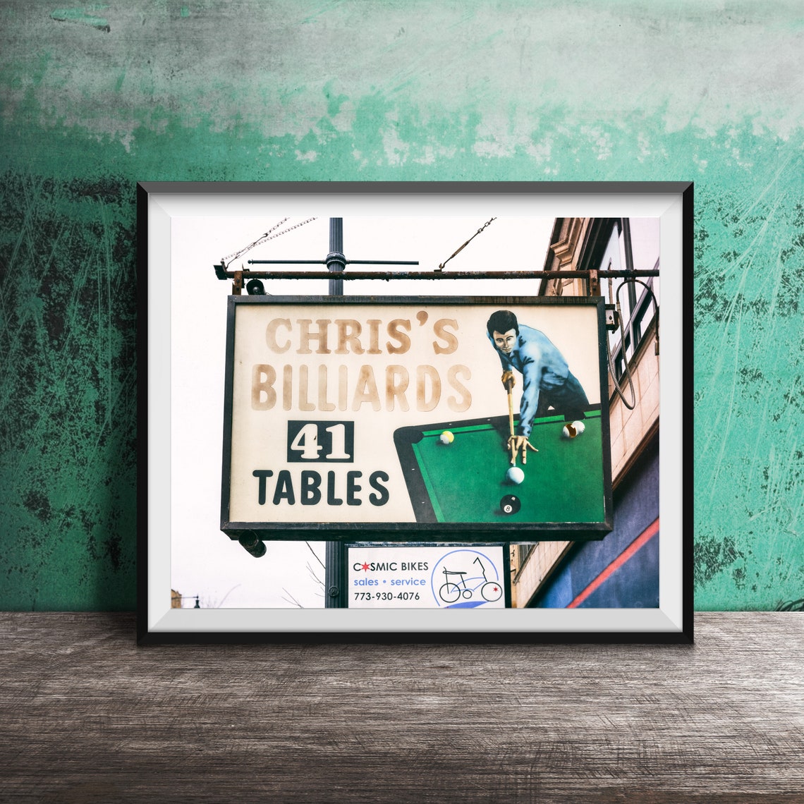 Chris's Billiards 41 Tables Vintage Pool Hall Sign Photography Poster