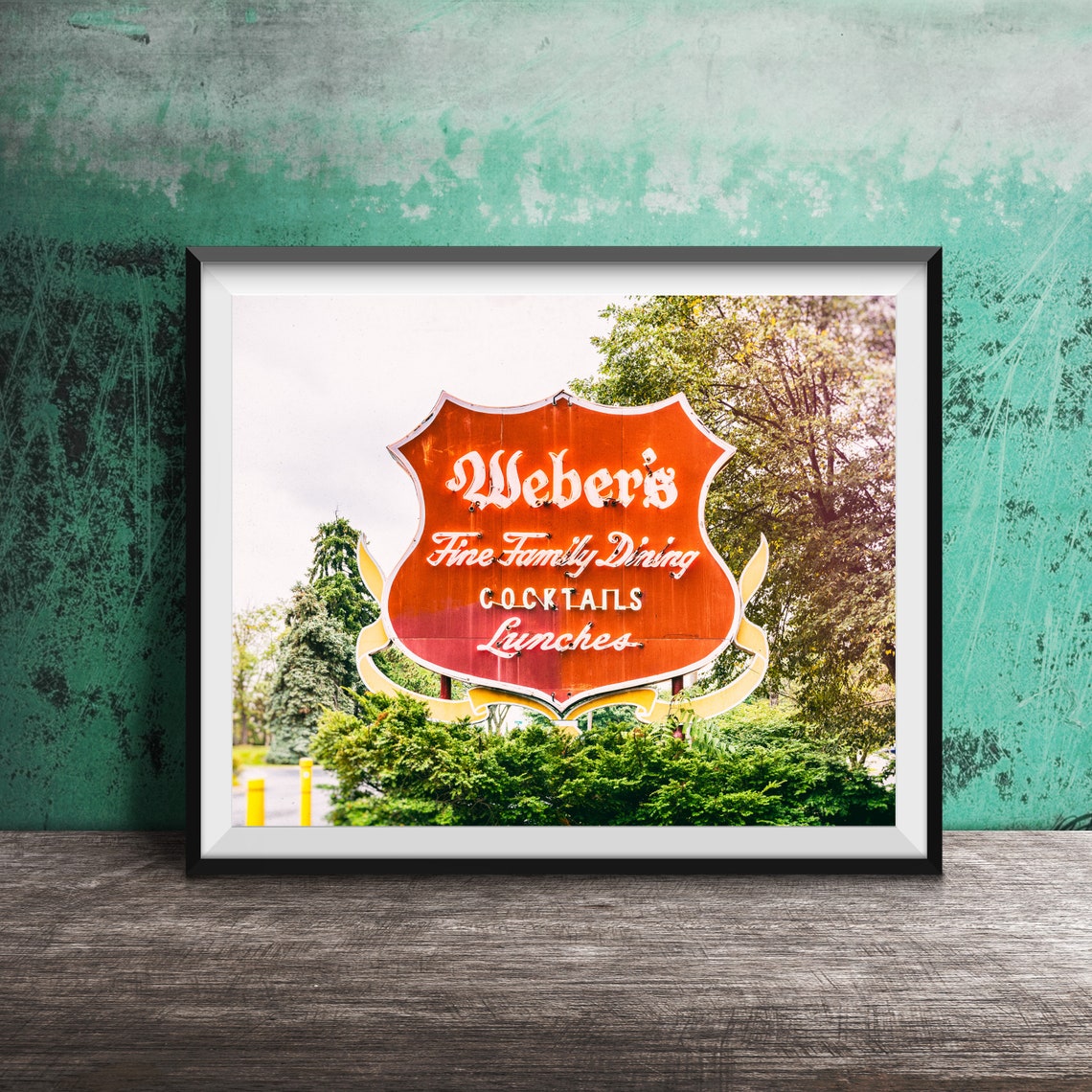 Weber's Fine Family Dining Ann Arbor Vintage Red Shield Sign Poster
