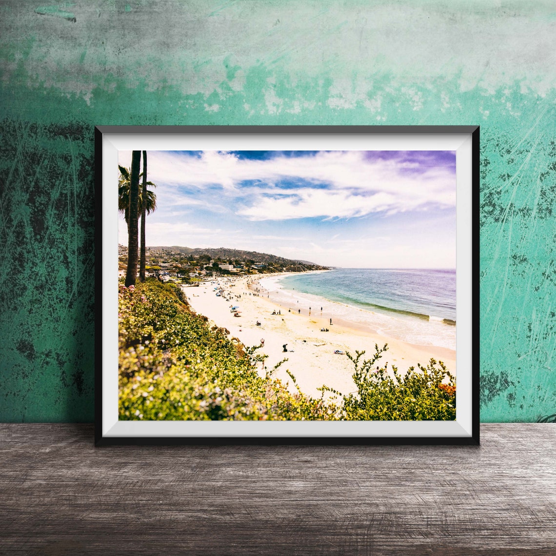 Laguna Beach California Sunny Coastline From Palm Cliff View Poster