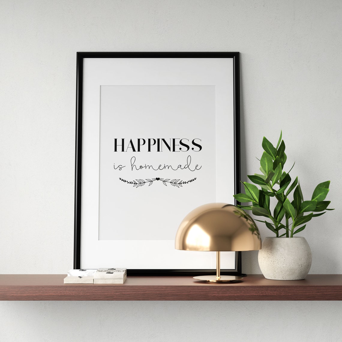 Happiness Is Homemade Mixed Serif Script Leaf Accent Quote Poster - Image 2