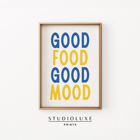 Good Food Mood Funny Wall Art Kitchen Quote Eclectic Poster Trendy Chefs Kiss Prints