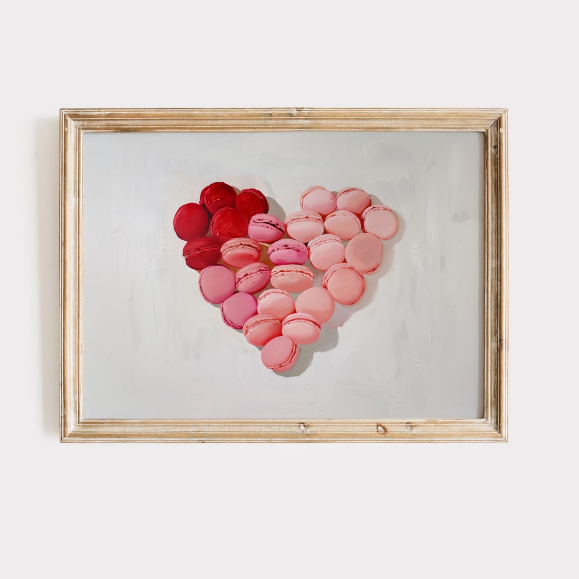 Pink Macarons Arranged In A Heart Sweet Valentine Kitchen Decor Poster